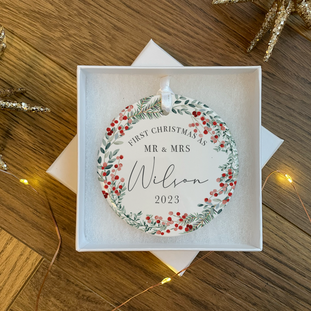 
                      
                        Personalised First Christmas as Mr & Mrs Ornament
                      
                    