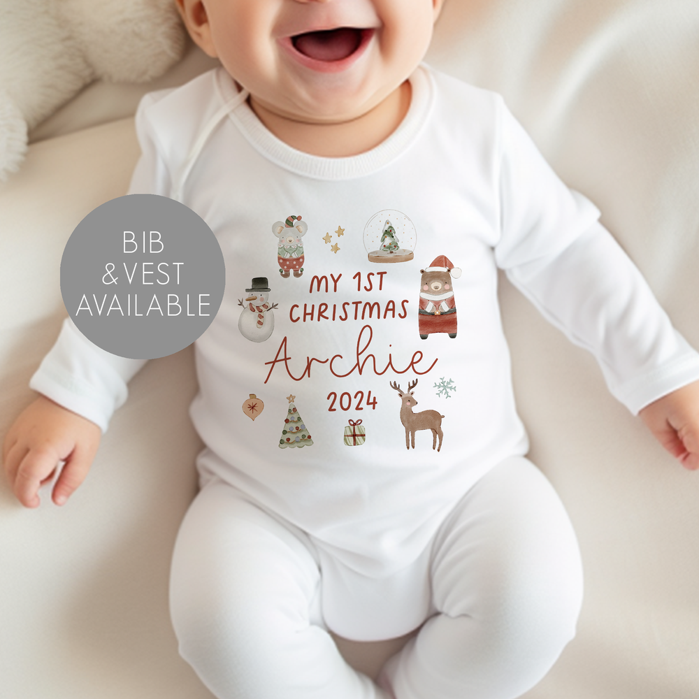 
                      
                        Personalised First Christmas Baby Vest & Sleepsuit
                      
                    