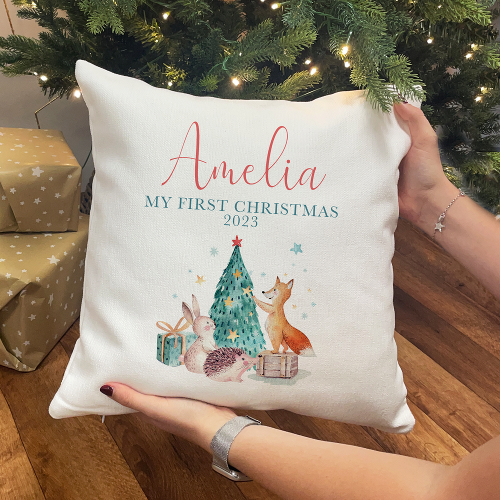 Personalised First Christmas Cushion