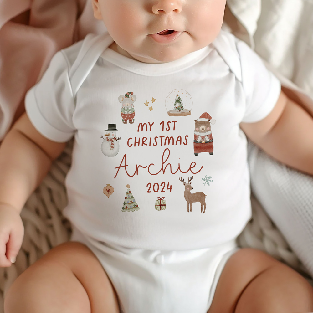 Personalised First Christmas Baby Vest & Sleepsuit