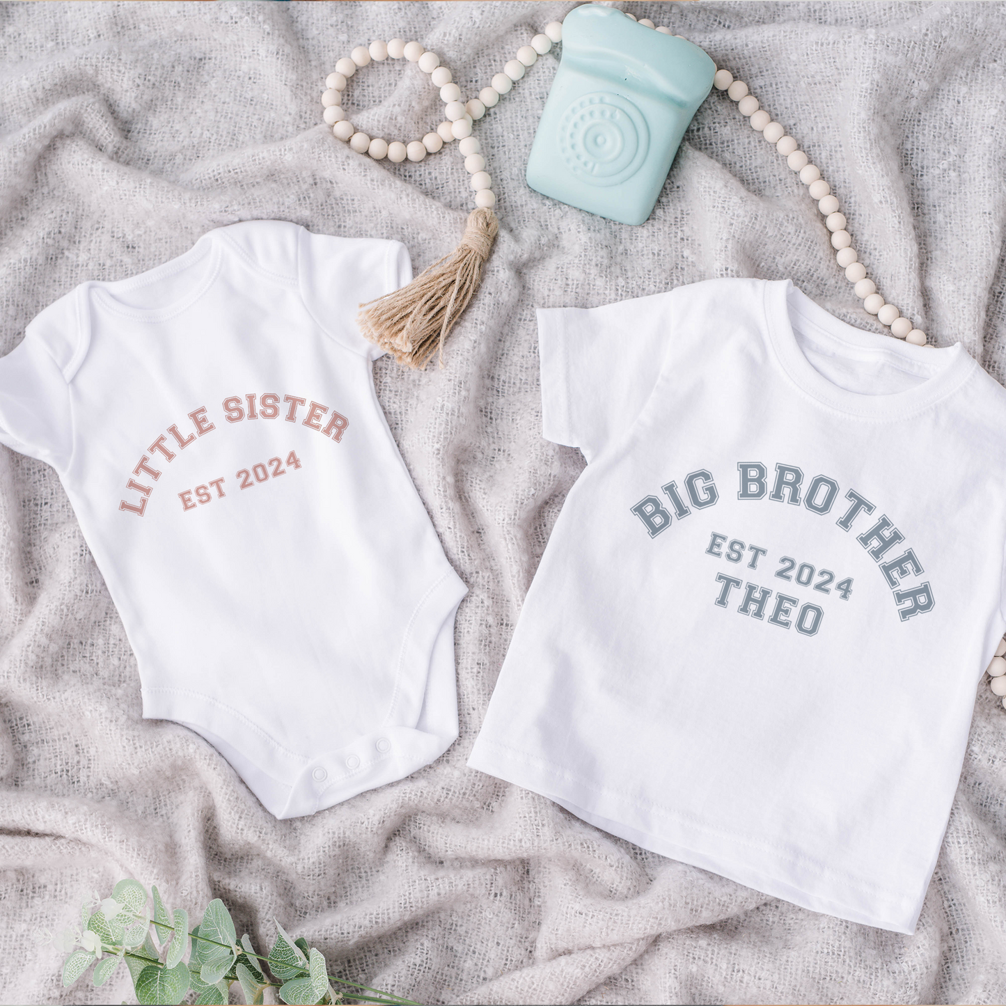 Personalised Brother Sister T-Shirt & Baby Vest