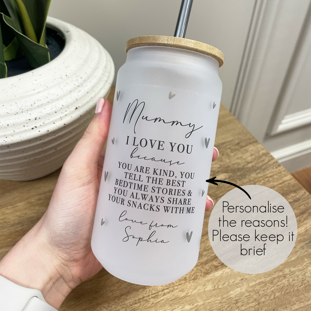 Personalised Reasons Why I Love You Glass Tumbler