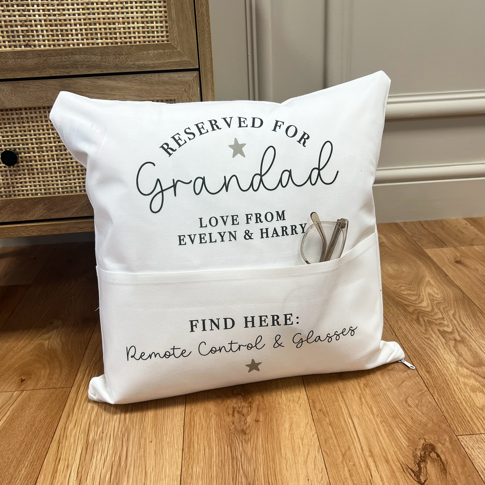 
                      
                        Personalised Reserved for Daddy / Grandad Pocket Cushion
                      
                    