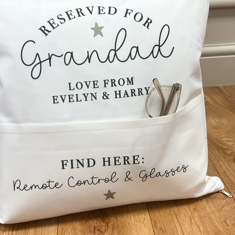 
                      
                        Personalised Reserved for Daddy / Grandad Pocket Cushion
                      
                    