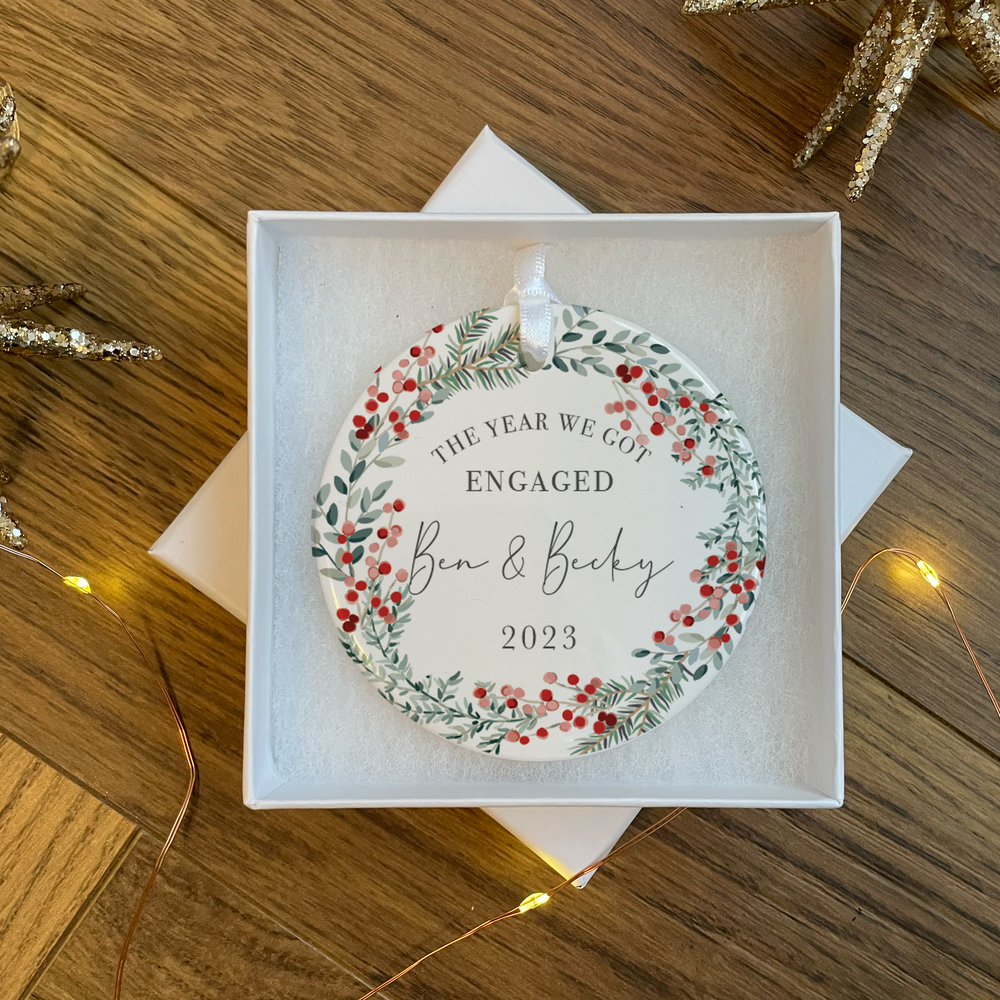 Personalised Engagement Christmas Bauble