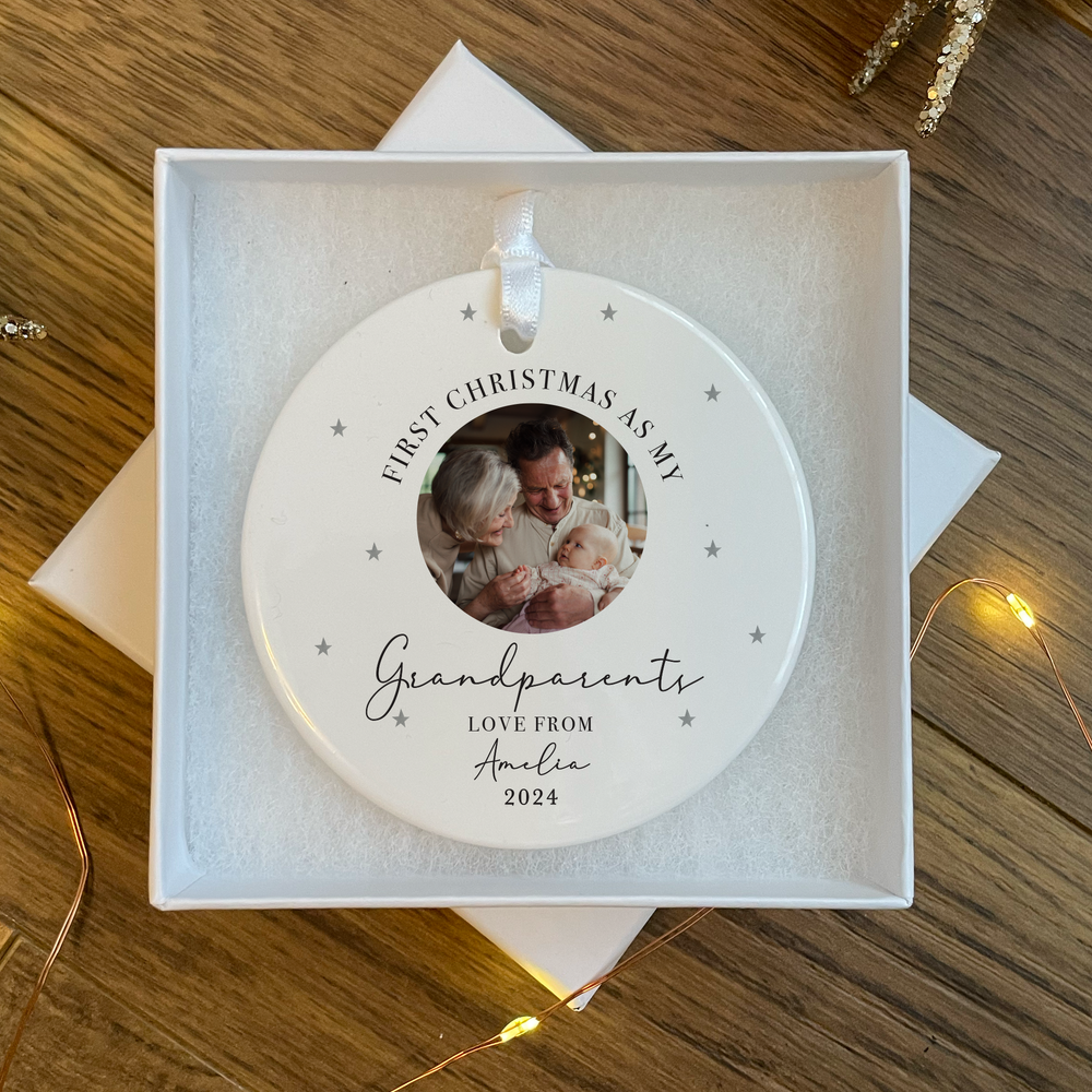 Personalised Grandparent Photo Bauble