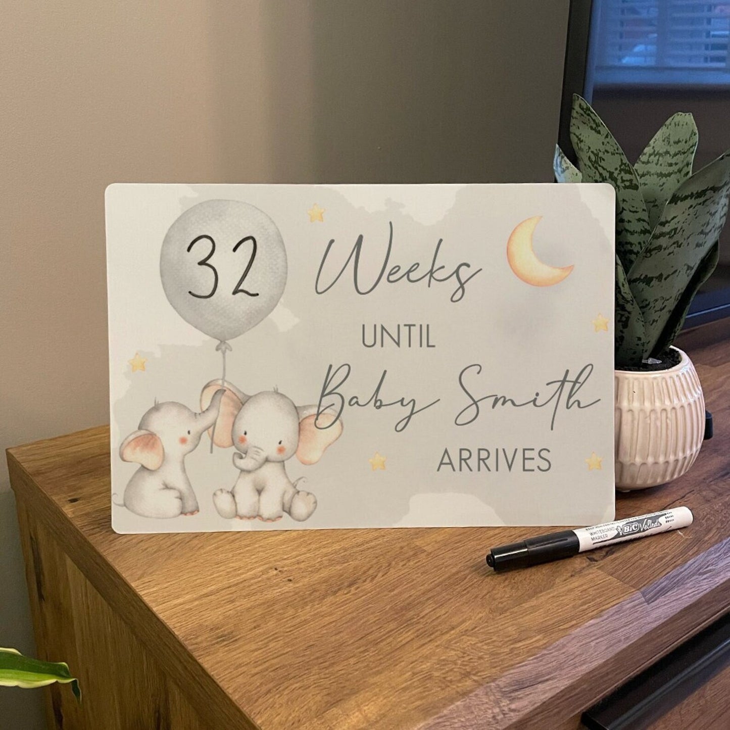 Personalised Pregnancy Elephant Countdown Sign