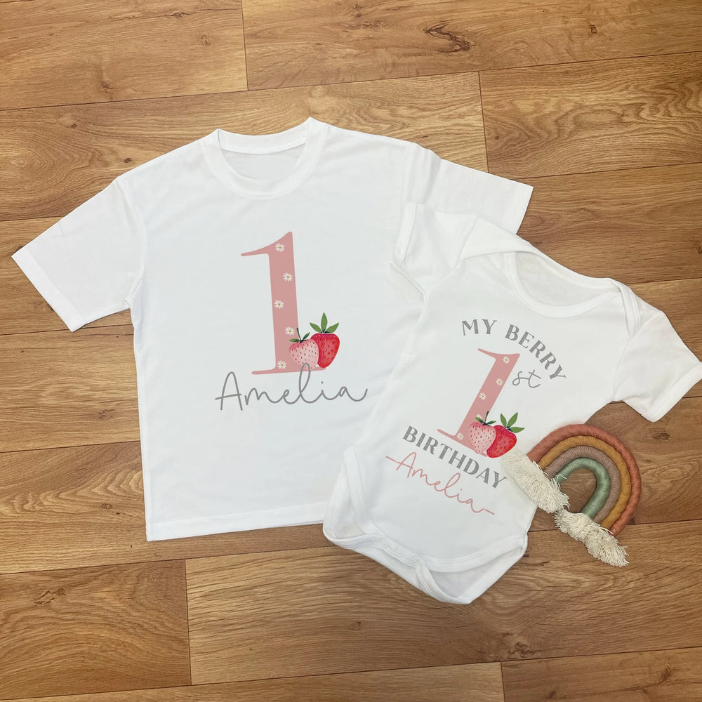 Personalised Berry First Birthday T-Shirt Set