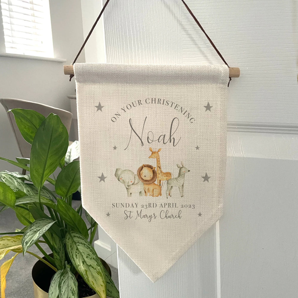 Personalised Jungle Christening / Baptism Flag