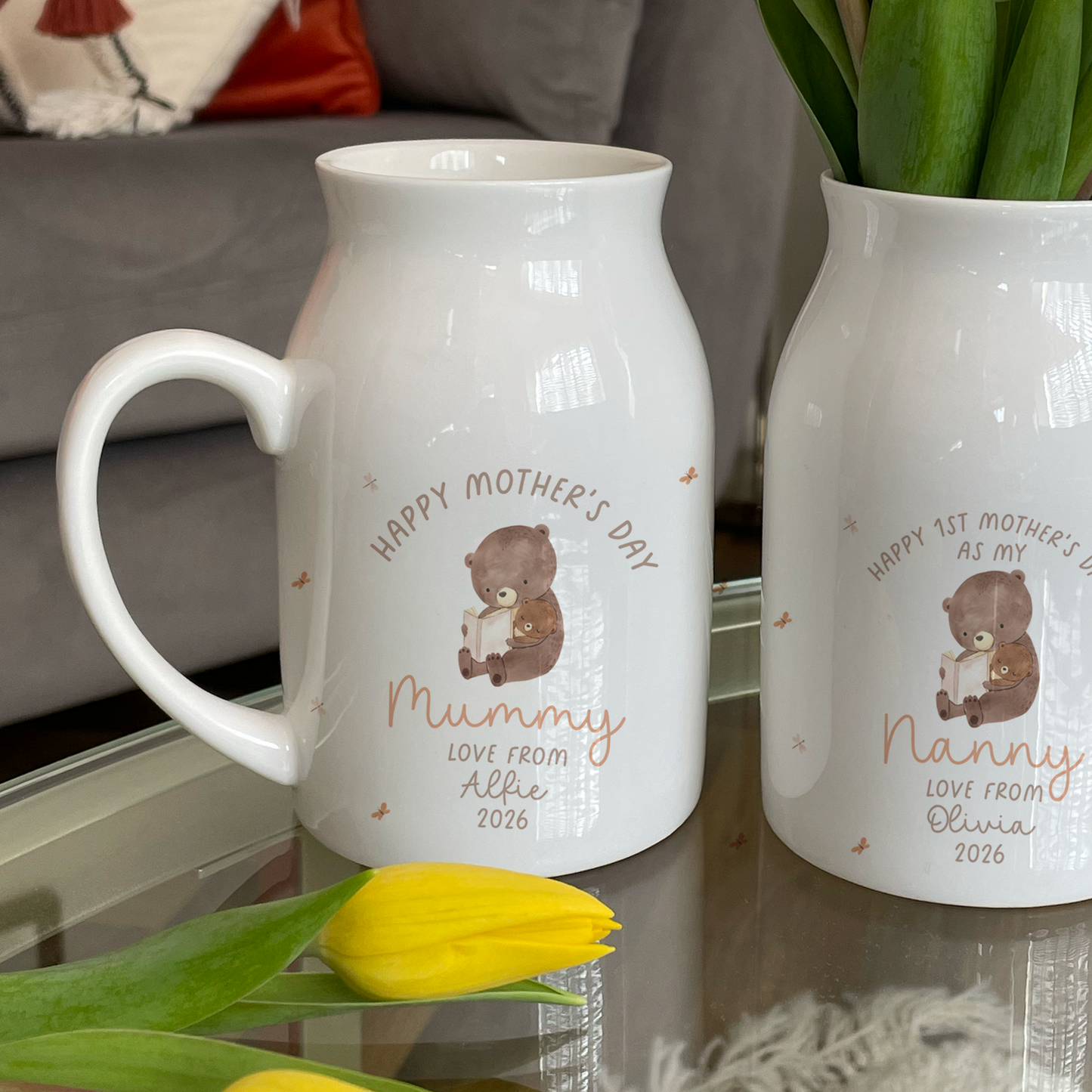Personalised Bear Mother's Day Jug Vase