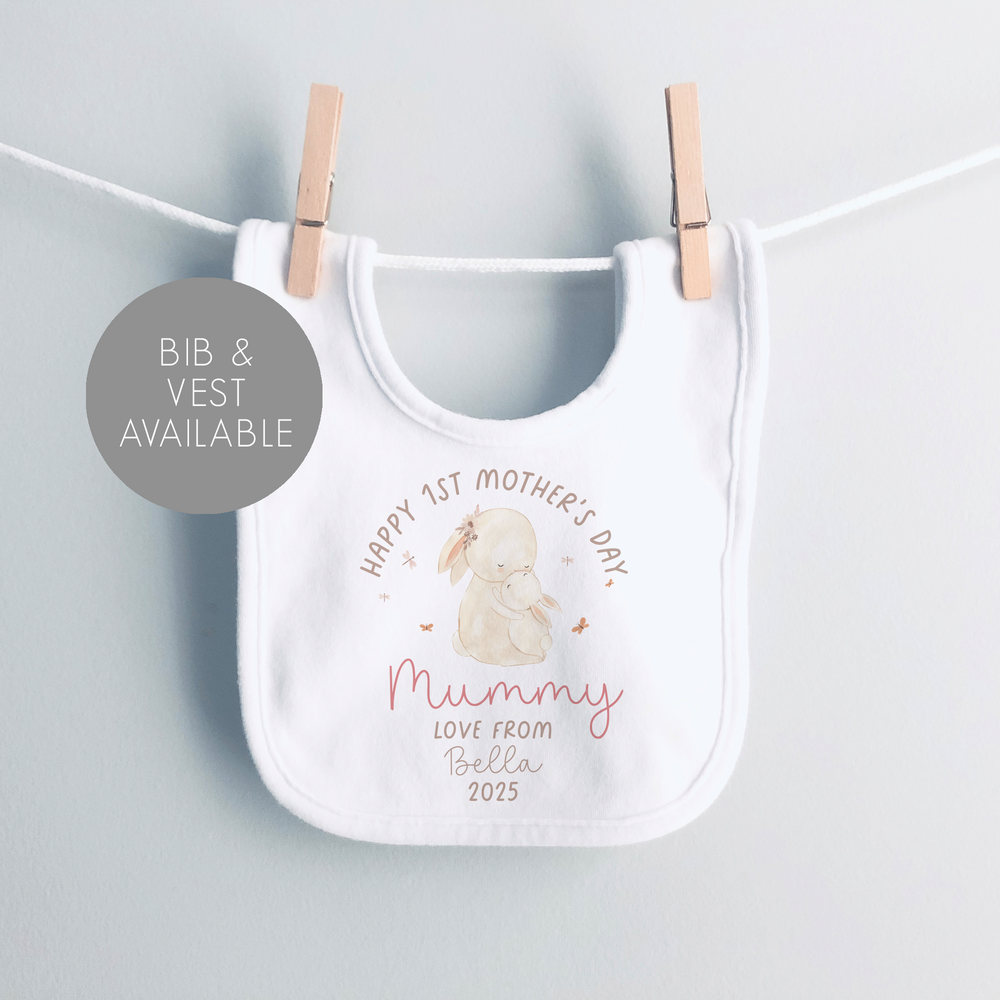 
                      
                        Personalised First Mother's Day Bunny Baby Vest & Sleepsuit
                      
                    