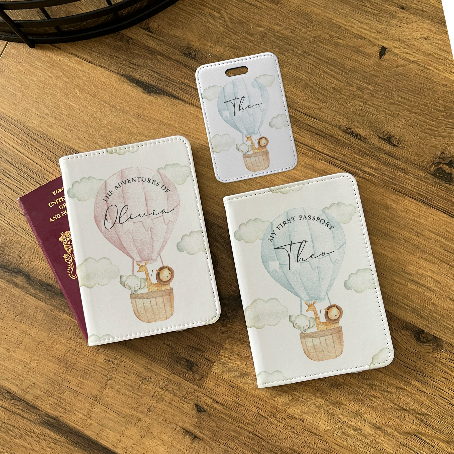 Personalised First Passport Cover & Luggage Tag Set