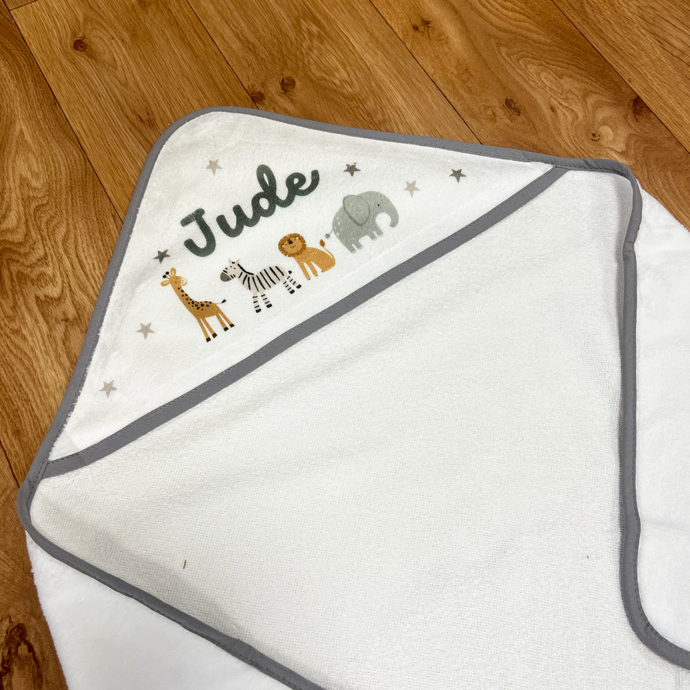 
                      
                        Personalised Jungle Baby Hooded Towel
                      
                    