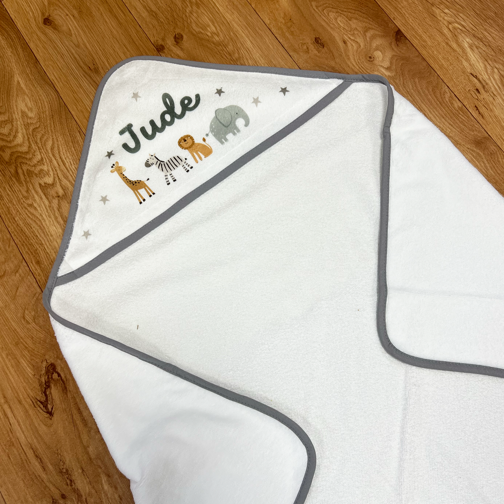 
                      
                        Personalised Jungle Baby Hooded Towel
                      
                    