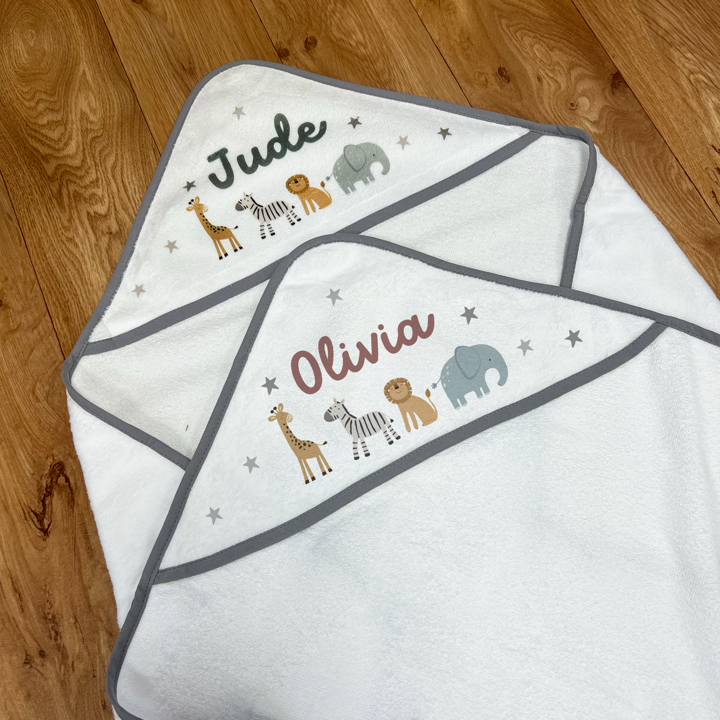 Personalised Jungle Baby Hooded Towel