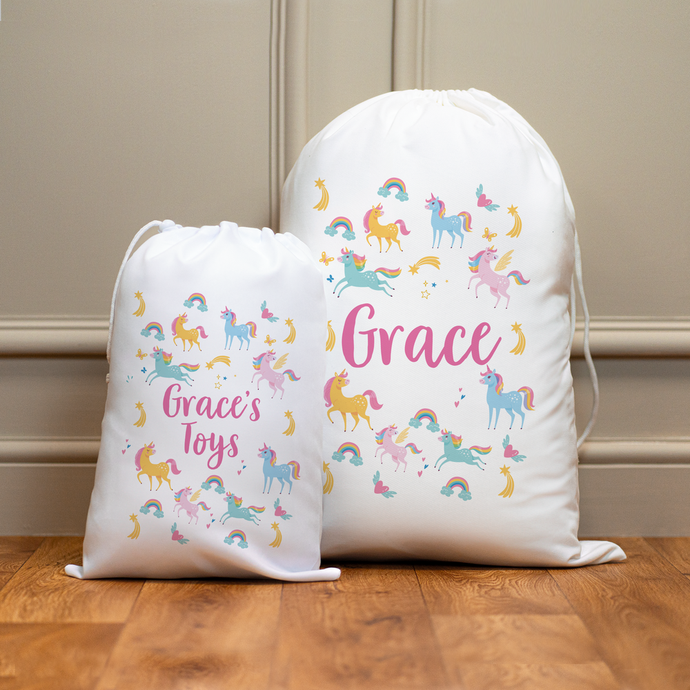 Personalised Unicorn Toy Sack