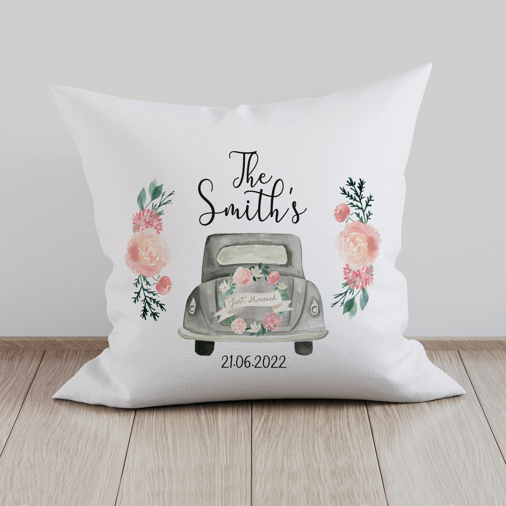 Personalised Just Married Wedding Cushion