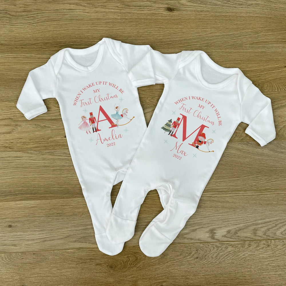 Personalised First Christmas Baby Vest & Sleepsuit