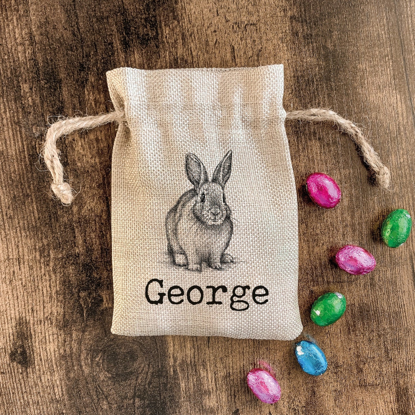
                  
                    Personalised Burlap Easter Egg Bag
                  
                