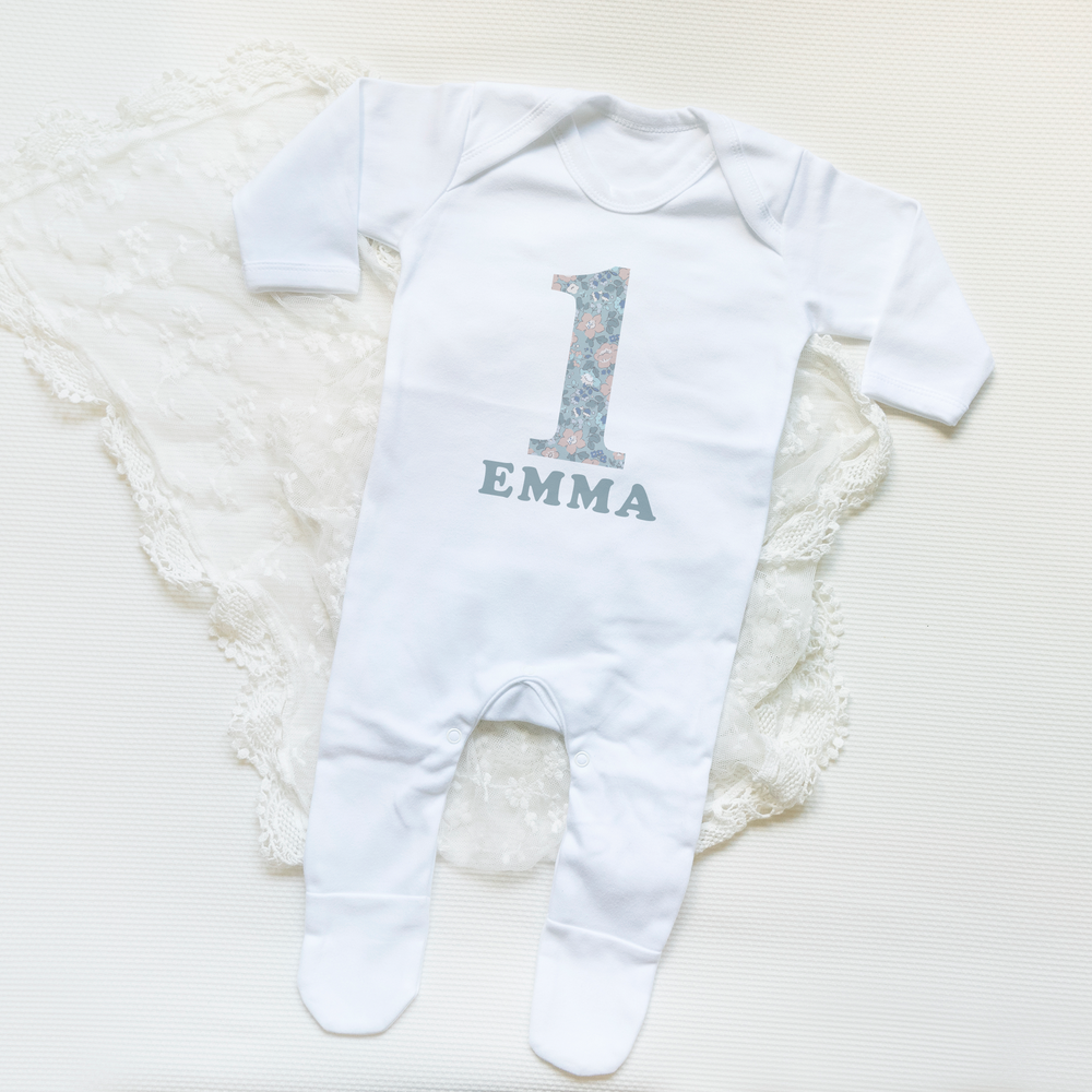 Personalised Floral 1st Birthday Baby Vest