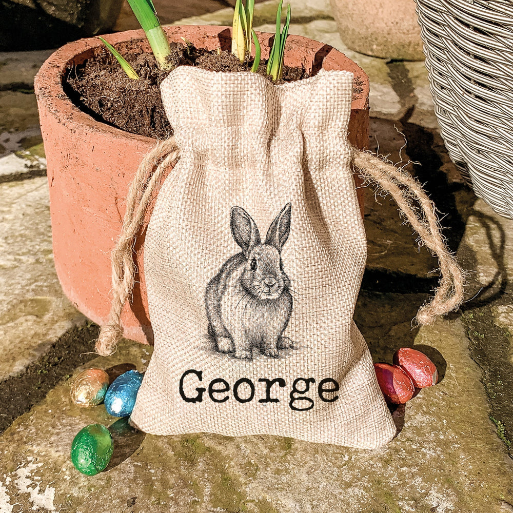 Personalised Burlap Easter Egg Bag