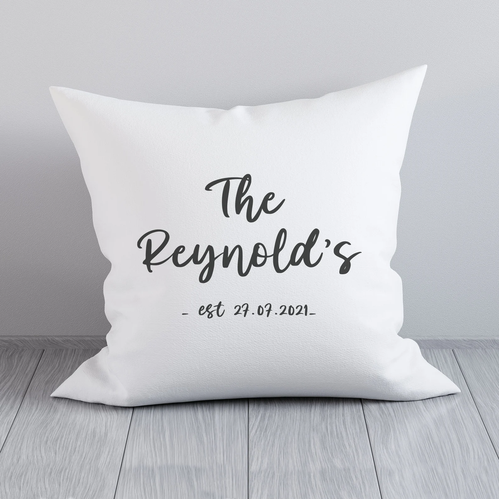 Family name throw sales pillow