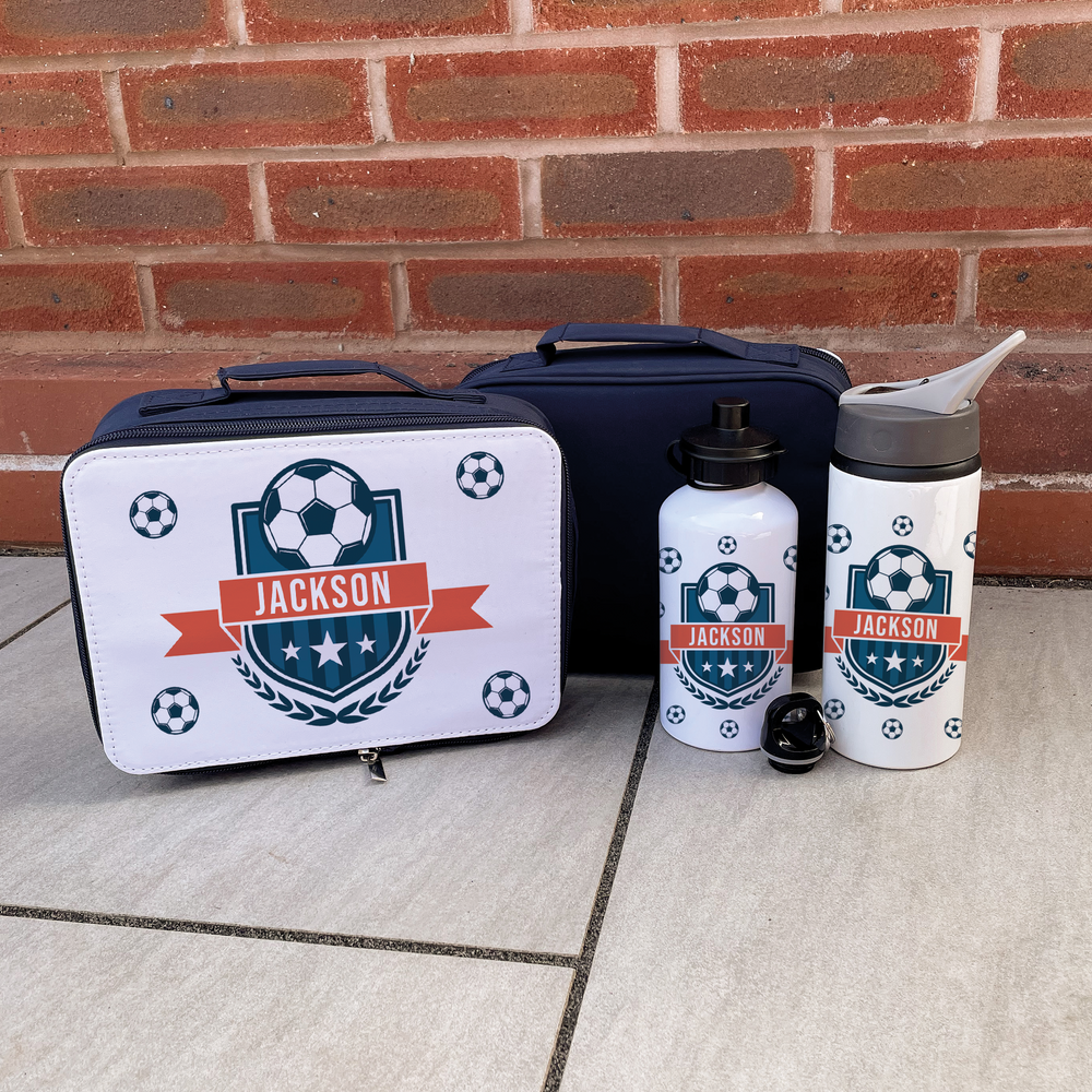 Personalised Football Lunch Box & Bottle Set