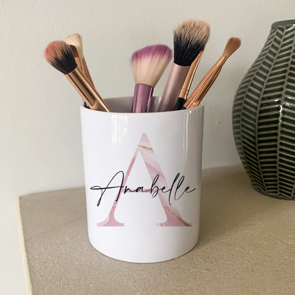 Personalised Marble Initial Make Up Brush Holder