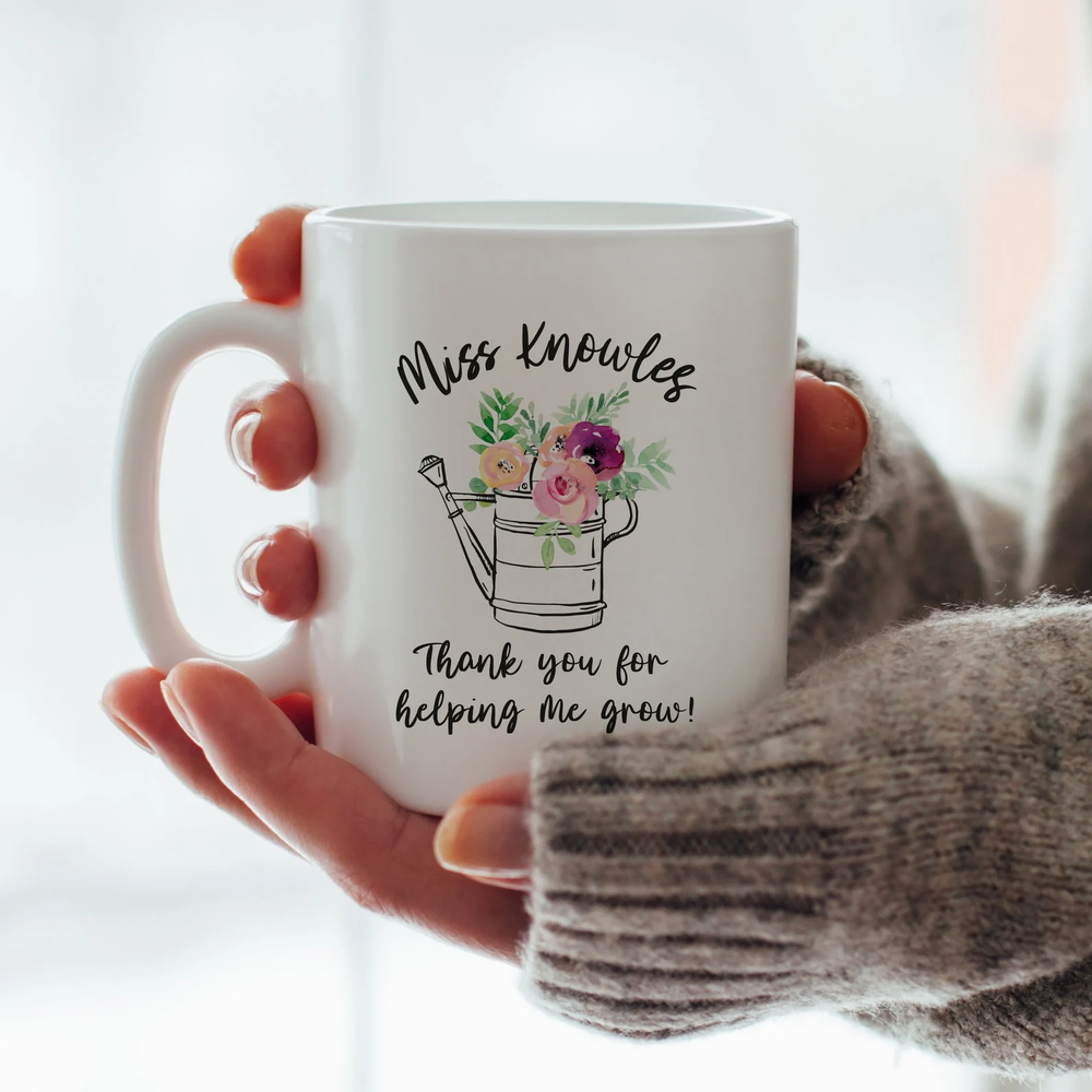 Personalised Helping Me Grow Teacher Mug