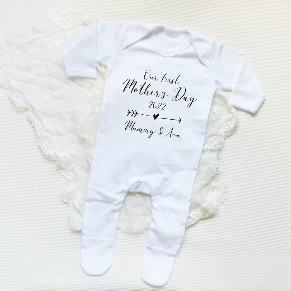 Personalised First Mother's Day Baby Vest and Sleepsuit