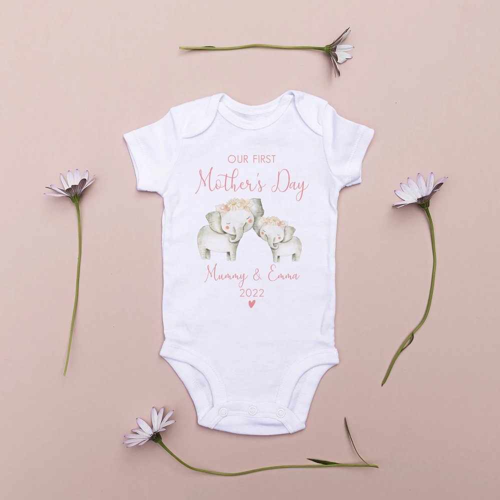 Personalised First Mother's Day Baby Vest and Sleepsuit