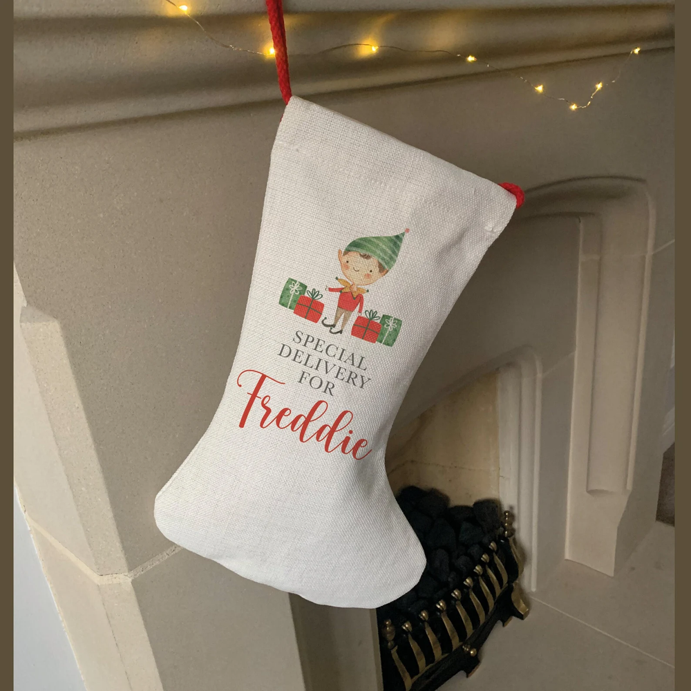 Personalised Elf Christmas Stocking