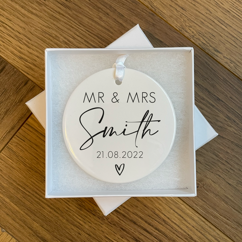 Personalised Mr & Mrs Wedding Ornament