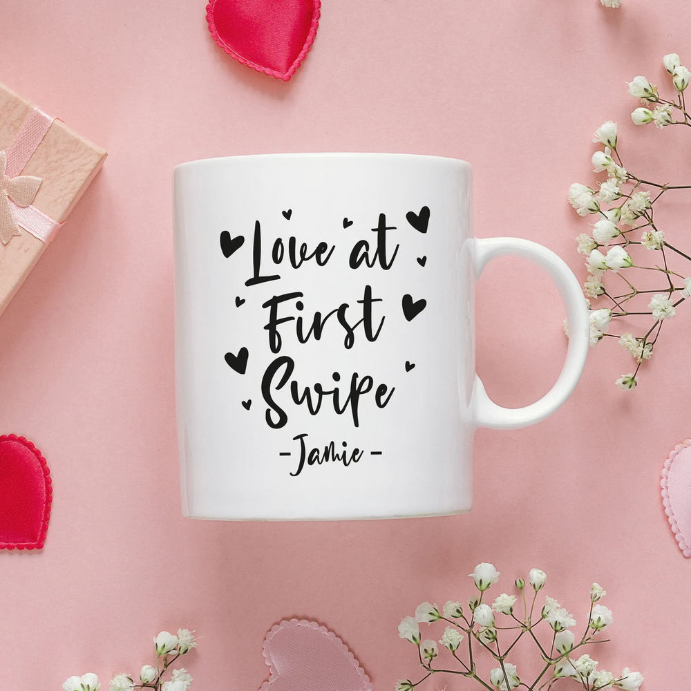 Personalised Love At First Swipe Mug