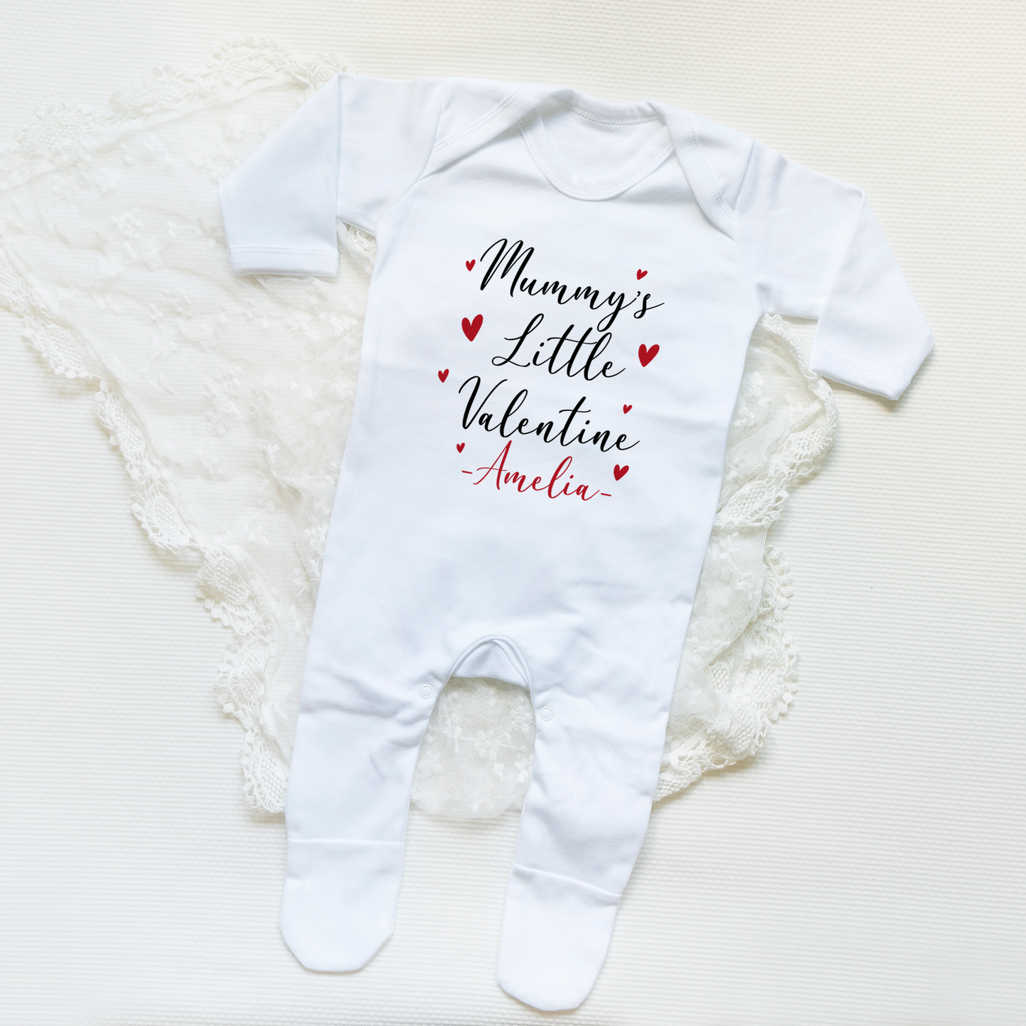 Personalised Mummy / Daddy's Little Valentine Baby Vest and Sleepsuit