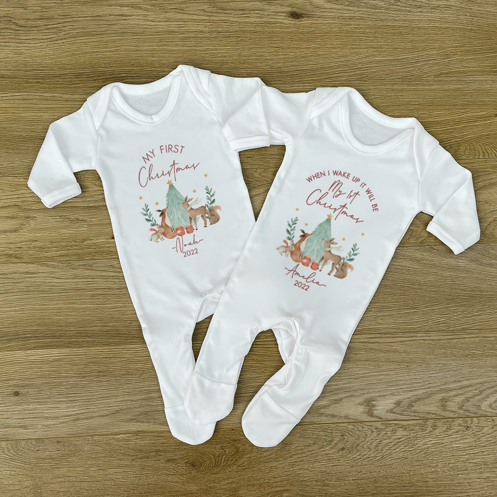 Personalised First Christmas Baby Vest & Sleepsuit