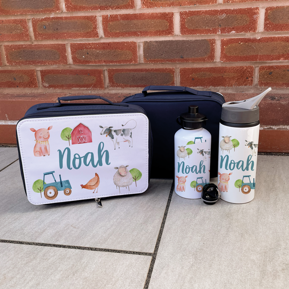 Personalised Farm Lunch Box & Bottle Set