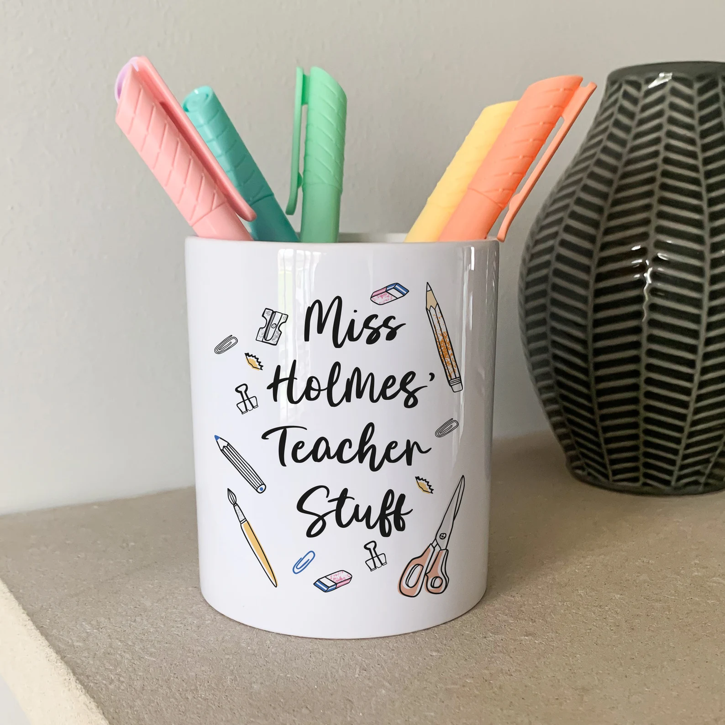 Personalised Teacher Stuff Pen Pot