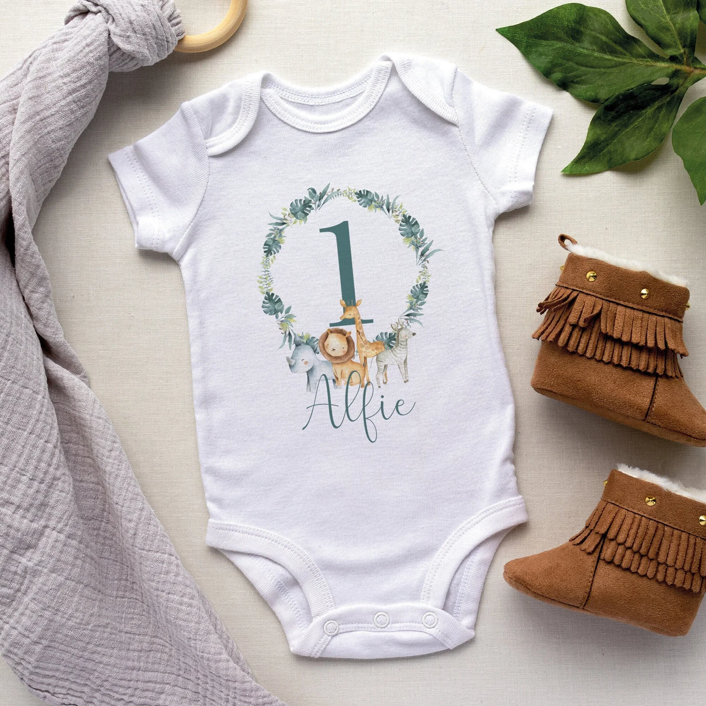 
                  
                    Personalised First Birthday Jungle T-Shirt & Baby Vest
                  
                