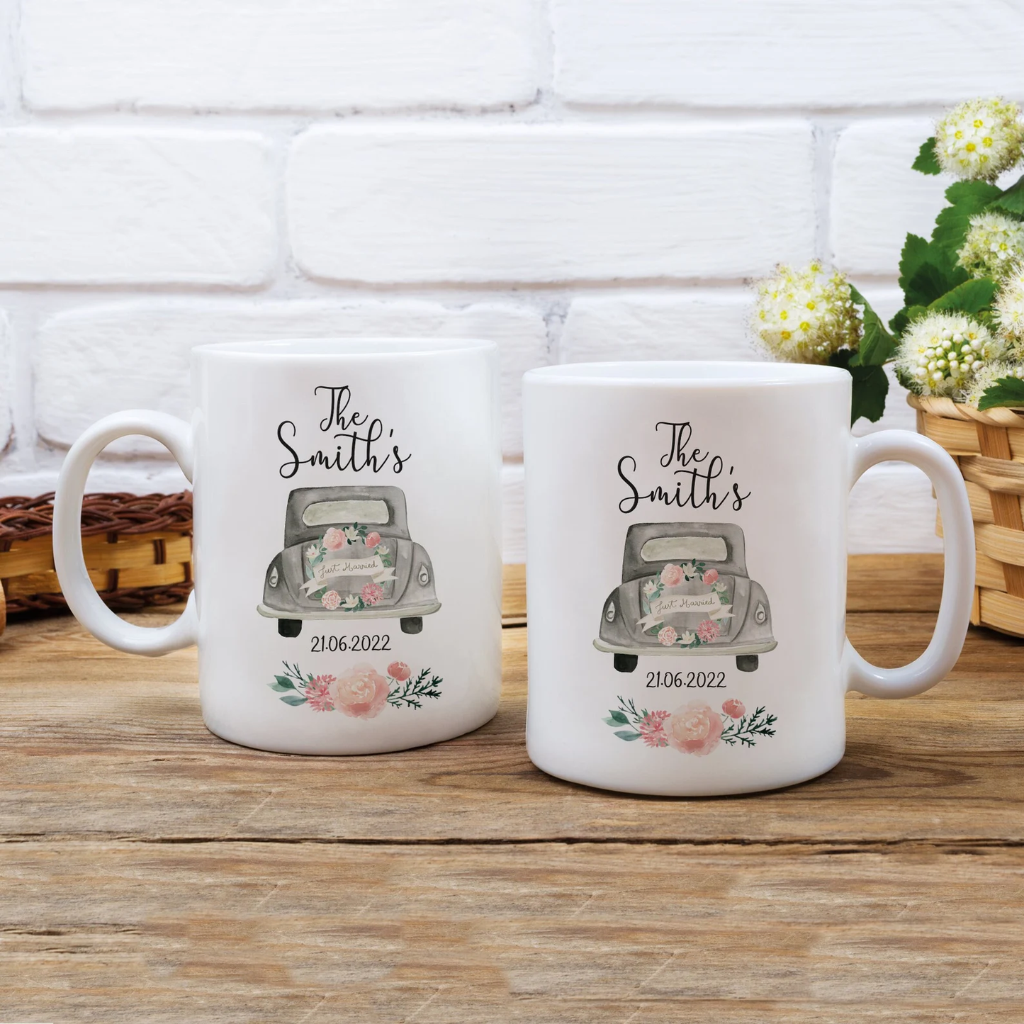 Personalised Just Married Mug Set