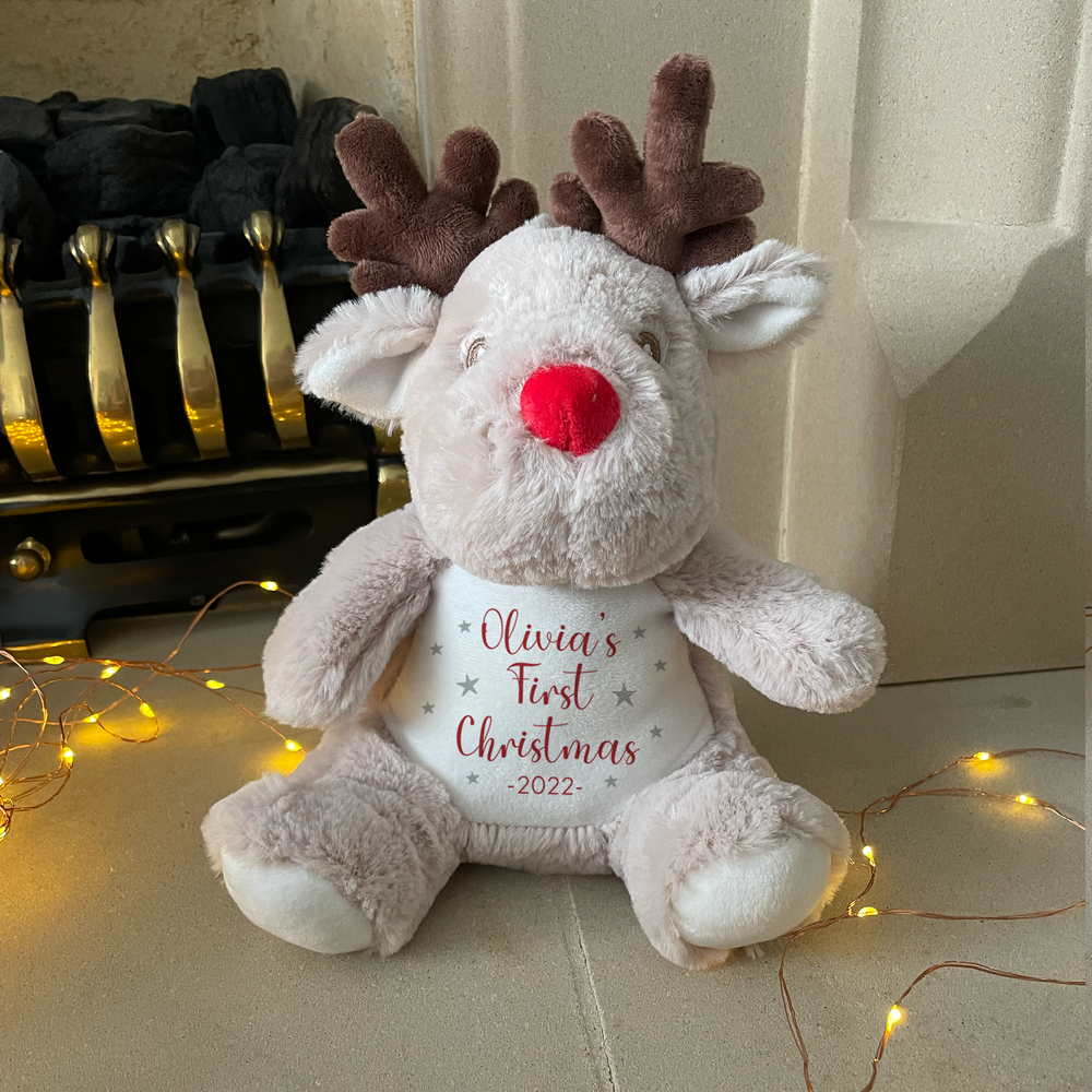 Personalised First Christmas Reindeer Teddy