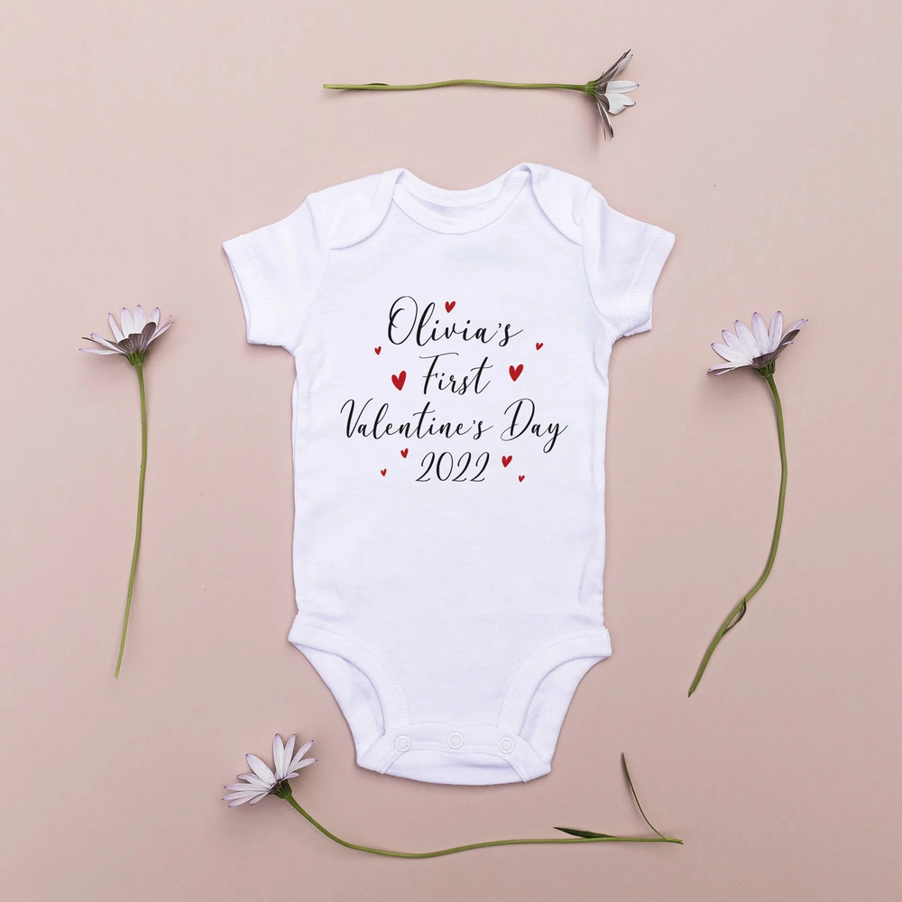 Personalised First Valentine's Day Baby Onesie