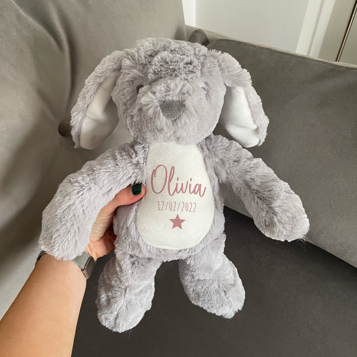 Personalised New Baby Bunny Rabbit Jean and Moon