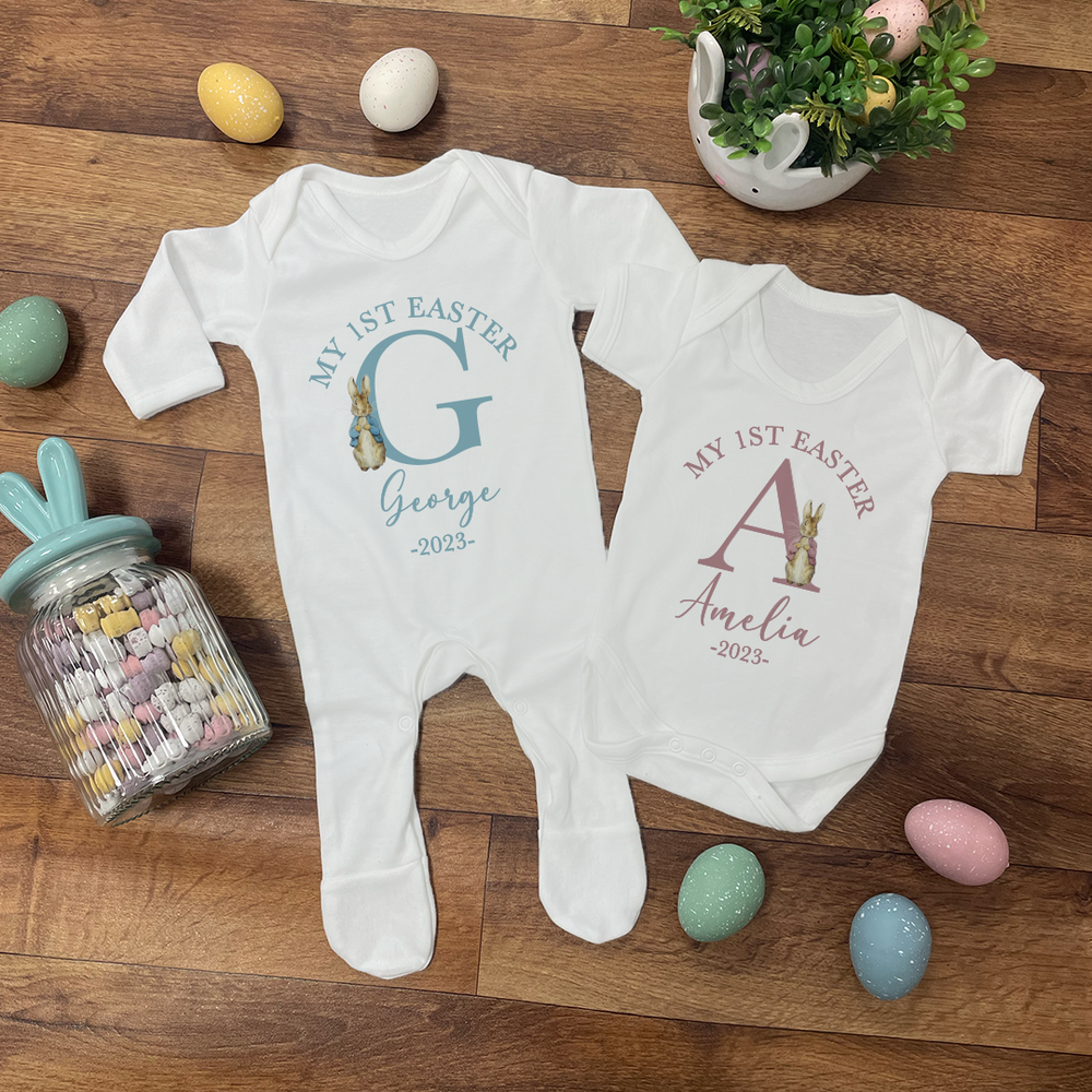 Personalised First Easter Vest and Sleepsuit