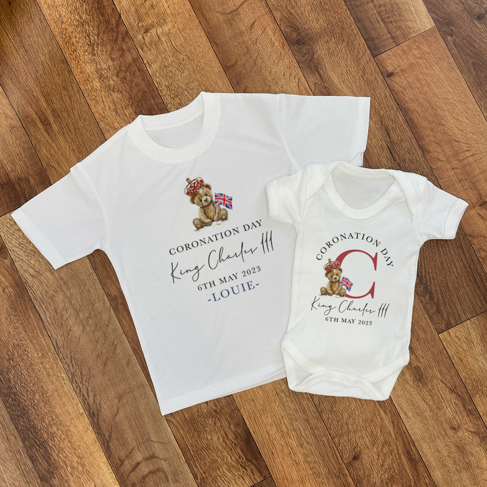 Personalised Coronation T-shirts & Baby Vests