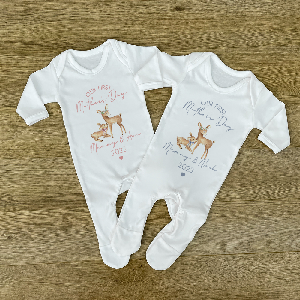 
                      
                        Personalised First Mother's Day Deer Baby Vest & Sleepsuit
                      
                    