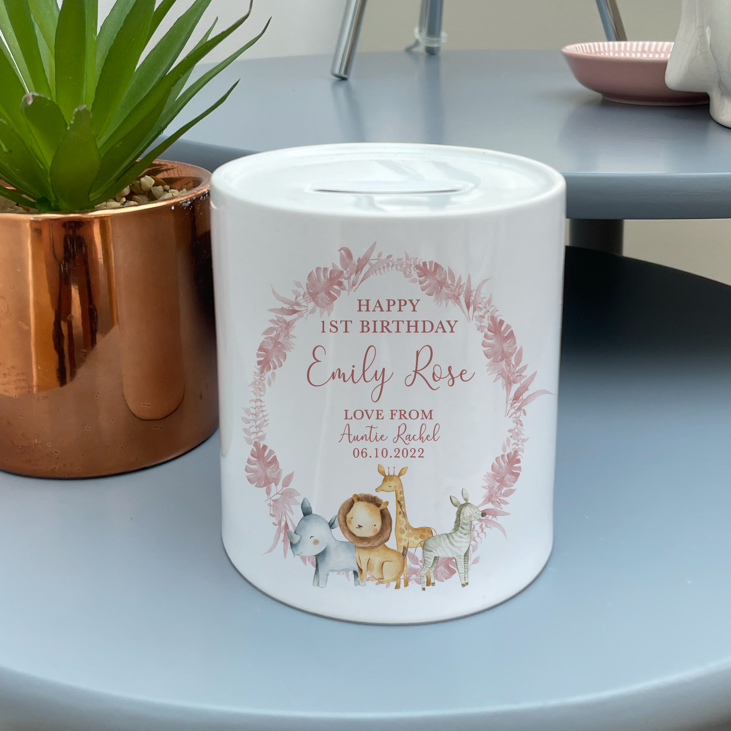 Personalised First Birthday Jungle Money Box