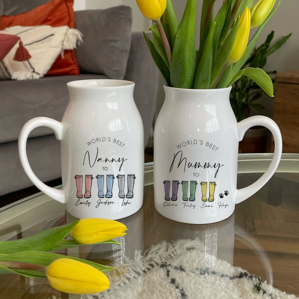 Personalised Welly Boot Mum / Nan Vase